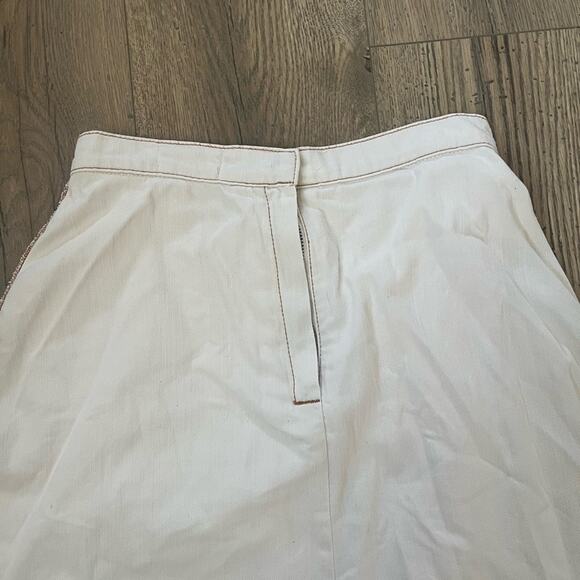 Maeve Anthropologie Parkland Denim A-Line Midi Skirt Cream Size 0 - Picture 5 of 9